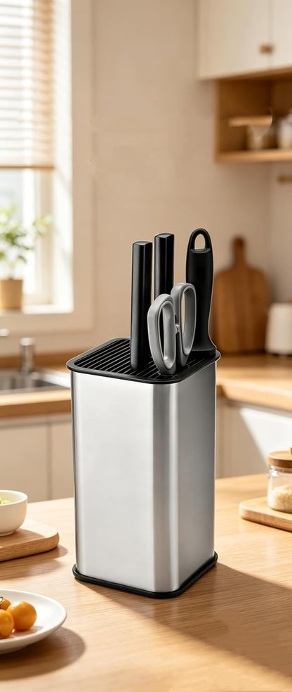 Kitchen Knife Holder,Stainless Steel Universal Knife Block Holder,Edge-Protect Knife Storage Organizer,Space-Saving Knife Storage Countertop, Slotless Knife Holder Storage for Kitchen Counter