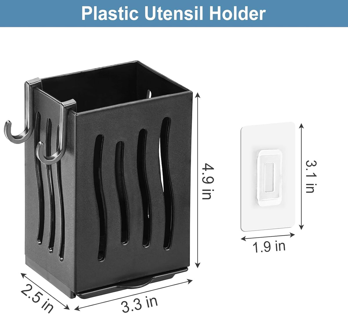 Utensil Drying Rack, 4Pcs Wall Mounted Utensil Holder Kitchen Drainage Basket Accessories, Plastic Dish Drainer Cutlery Knife Fork Spoon Holder Organizer, with Drain tray and Hooks