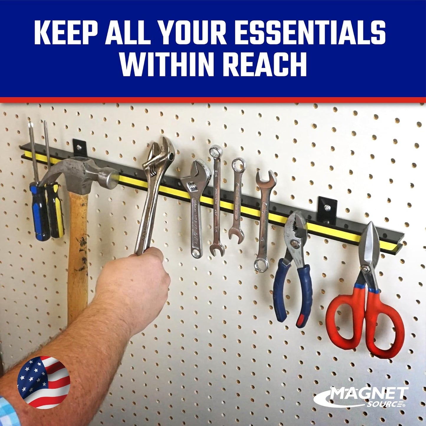 6" Magnetic Bar Tool Organizer - Easy to Install Magnet Storage Holder for House, Garage, Shed, or Job Site - Black Powder Coat