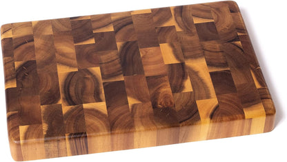 1280 Acacia End Grain Kitchen Chopping Block for Cutting or Serving, 12" x 8" x 1 1/4"