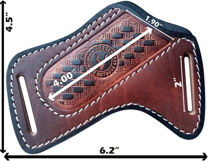 Leather Knife Sheath for Belt - Folding Pocket Knife Holder for Buck 110, Side Draw Holster, EDC Compact Cowboy Knife Carrier, Handmade Italian Cowhide SM156