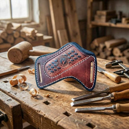 Leather Knife Sheath for Belt - Folding Pocket Knife Holder for Buck 110, Side Draw Holster, EDC Compact Cowboy Knife Carrier, Handmade Italian Cowhide SM156