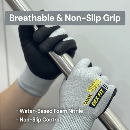 Cut Resistant Gloves A3 CR533E FN330E Fiberglass-Free No Itch Safety Gloves Anti-Static ESD Safe Touchscreen Nitrile