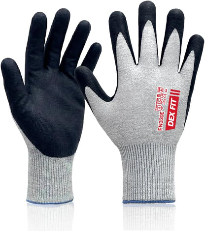 Cut Resistant Gloves A3 CR533E FN330E Fiberglass-Free No Itch Safety Gloves Anti-Static ESD Safe Touchscreen Nitrile