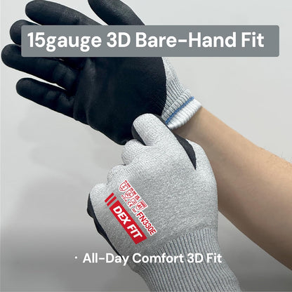 Cut Resistant Gloves A3 CR533E FN330E Fiberglass-Free No Itch Safety Gloves Anti-Static ESD Safe Touchscreen Nitrile