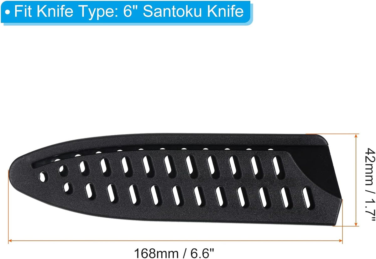 PP Safety Knife Cover Sleeves for 6" Chef Knife, 5 Pack Knives Edge Guard Blade Protector Universal Knife Sheath Portable for Kitchen, Black