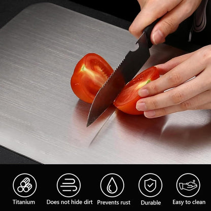Titanium Cutting Board Set of 3, 100% Pure Titanium Cutting Boards for Kitchen, Non Toxic, Double-Sided Food Grade Chopping Board for Outdoor Camping, Dishwasher Safe