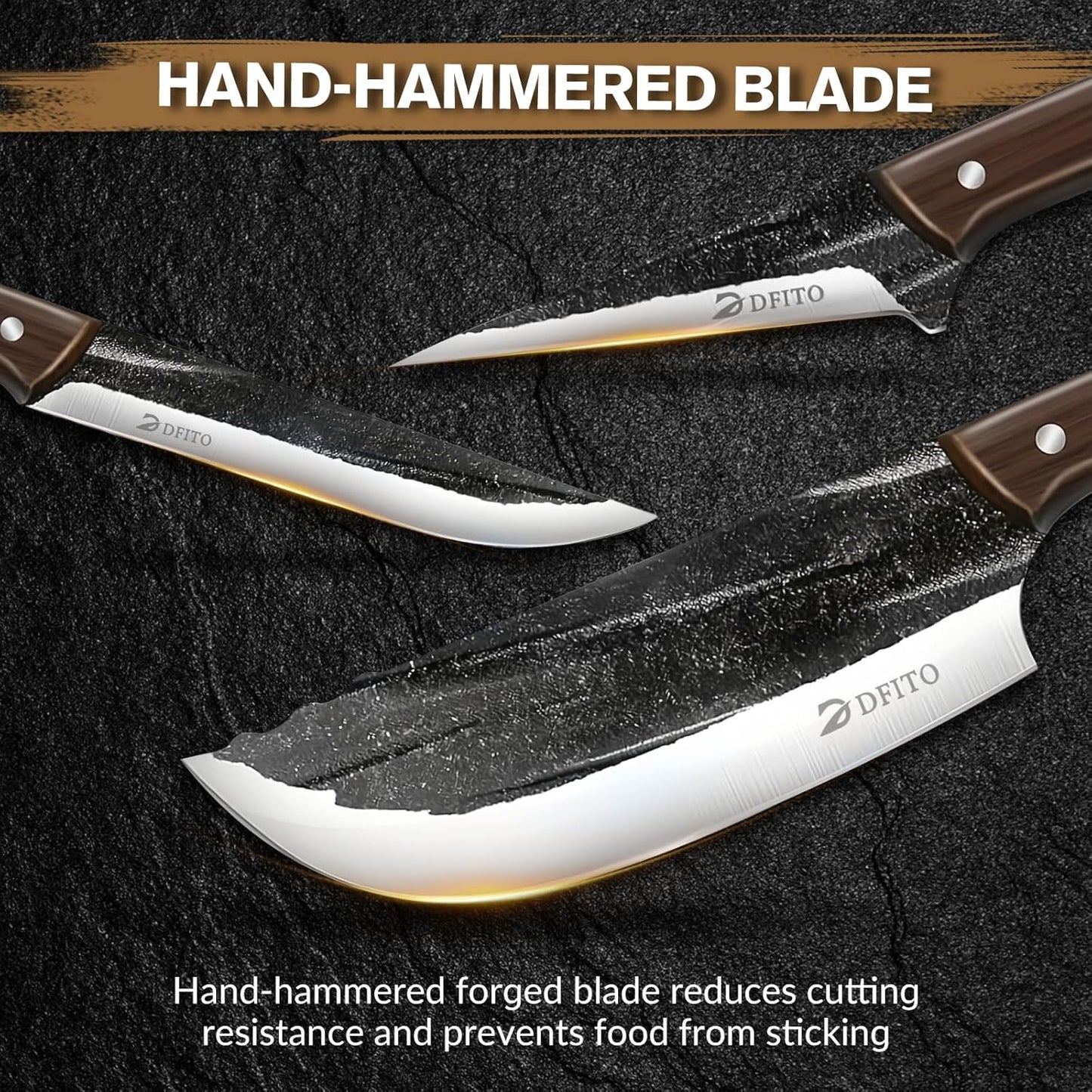 Butcher Knife Set, Sharp Kitchen Knife Set with Roll Bag Gift for Men | Hand Forged 14PCS Butcher Chef Knife Set with Bone Chopping Knives & Meat Cleaver Knife & Fillet Knives for Home, Camping BBQ