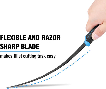 4-Piece Fillet Knife Set with Sharpener Protective Sheath, Belt Clip | Boning Knife & Bait Knives with Non-Slip Handle, Portable Pouch & Corrosion Resistant Coating Blade for Fresh or Saltwater