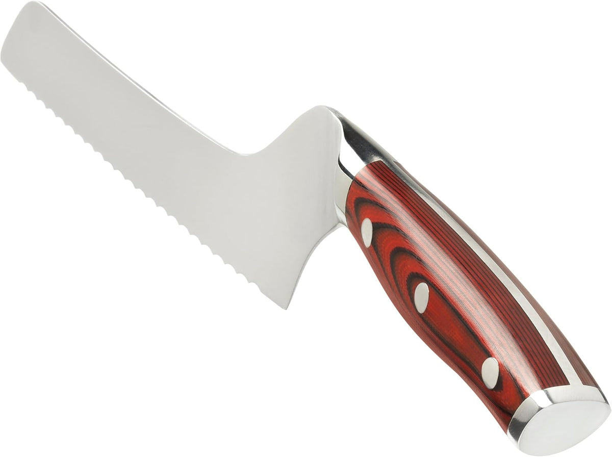 Crimson Series 8-Inch Serrated Offset Bread & Deli Knife - High-Carbon German X50CrMoV15 Stainless Steel Blade - Durable G10 Fiberglass Handle