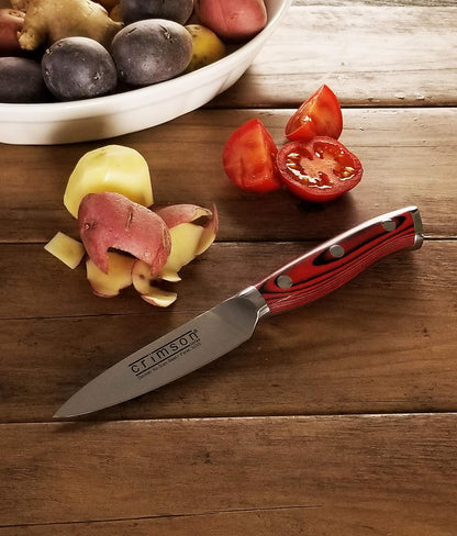 Crimson Series 8-Inch Serrated Offset Bread & Deli Knife - High-Carbon German X50CrMoV15 Stainless Steel Blade - Durable G10 Fiberglass Handle