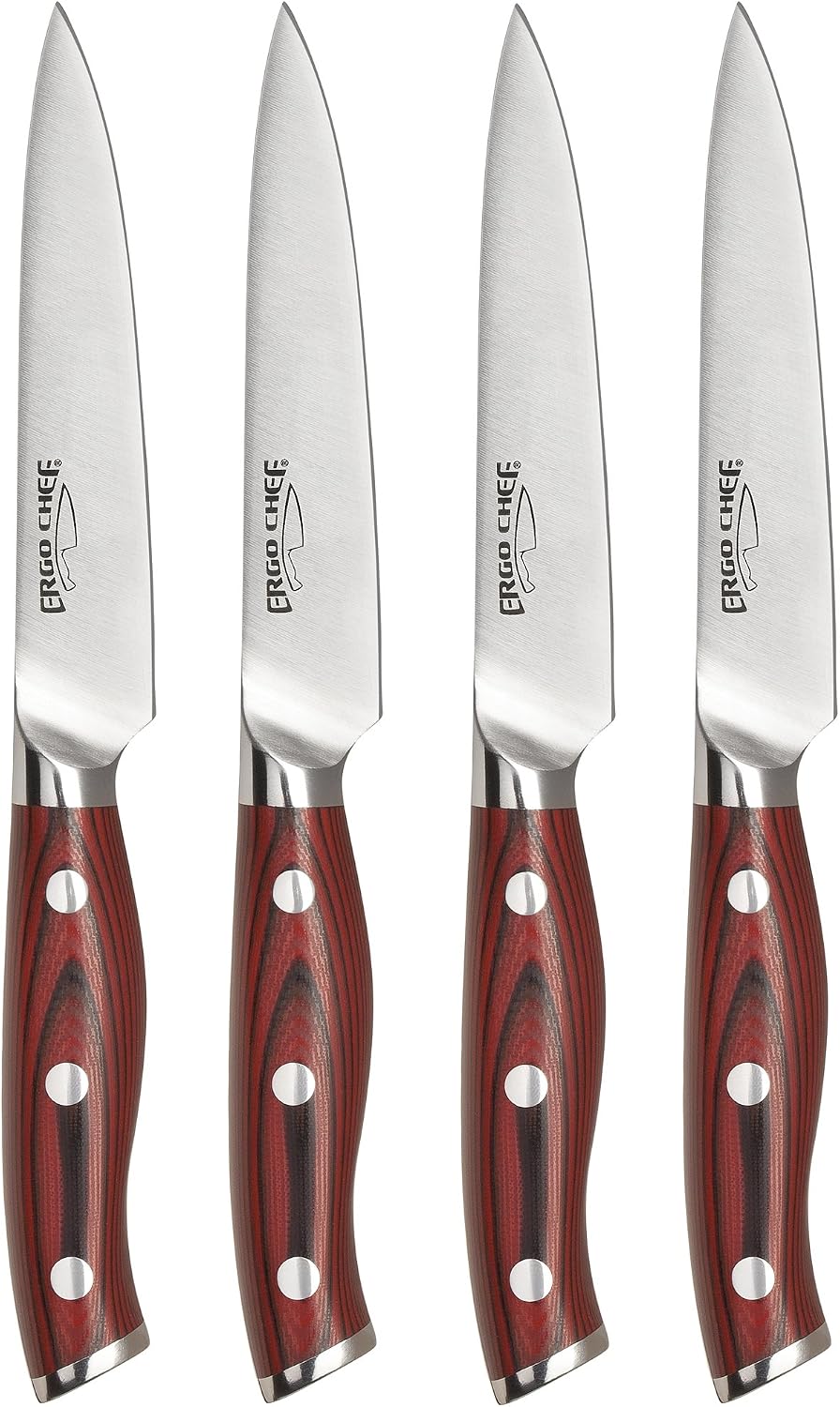 Crimson Series 8-Inch Serrated Offset Bread & Deli Knife - High-Carbon German X50CrMoV15 Stainless Steel Blade - Durable G10 Fiberglass Handle