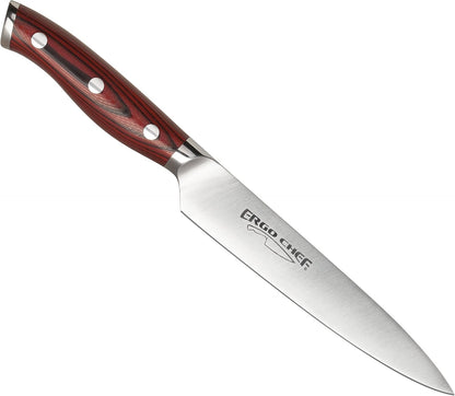 Crimson Series 8-Inch Serrated Offset Bread & Deli Knife - High-Carbon German X50CrMoV15 Stainless Steel Blade - Durable G10 Fiberglass Handle