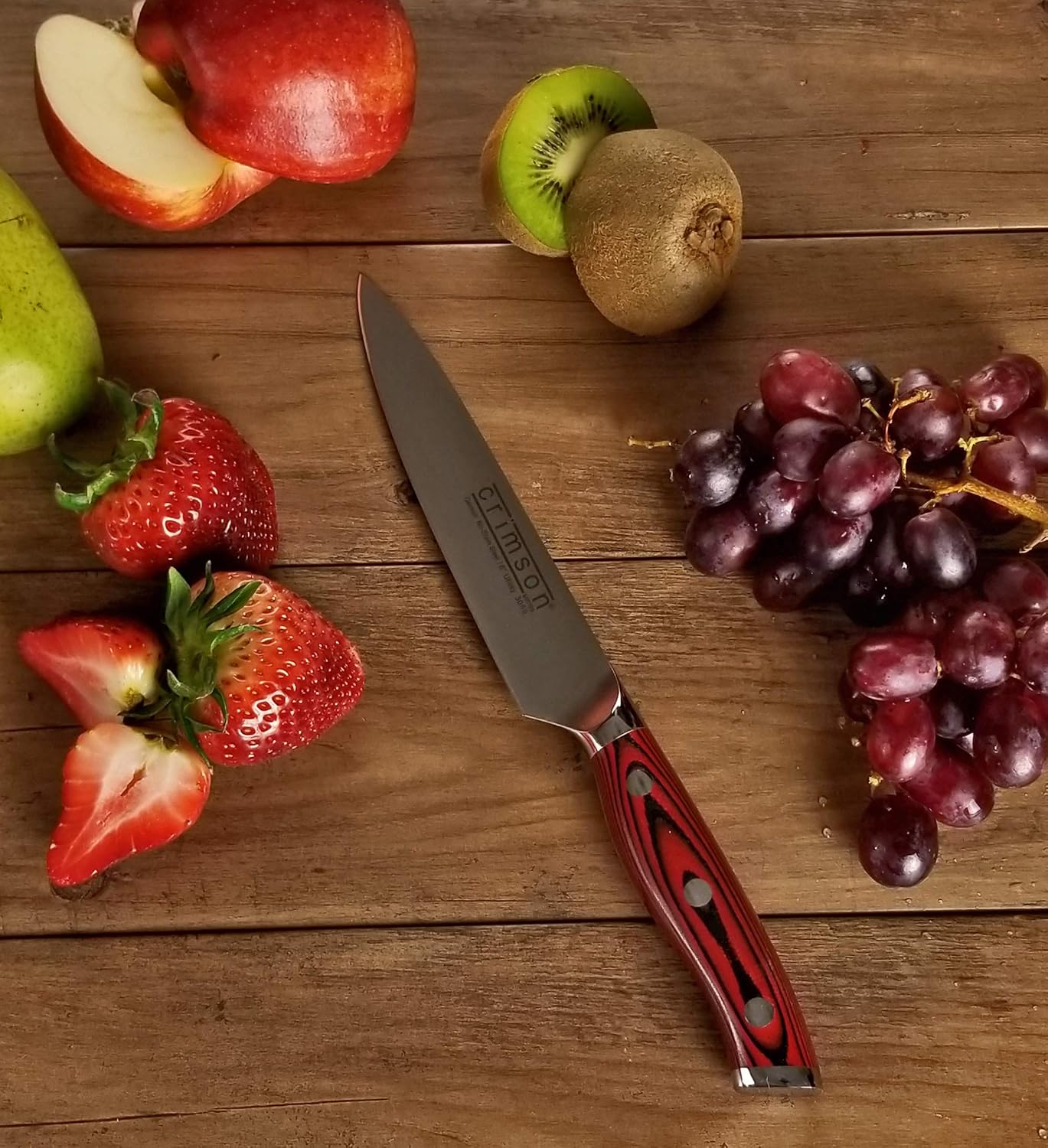 Crimson Series 8-Inch Serrated Offset Bread & Deli Knife - High-Carbon German X50CrMoV15 Stainless Steel Blade - Durable G10 Fiberglass Handle
