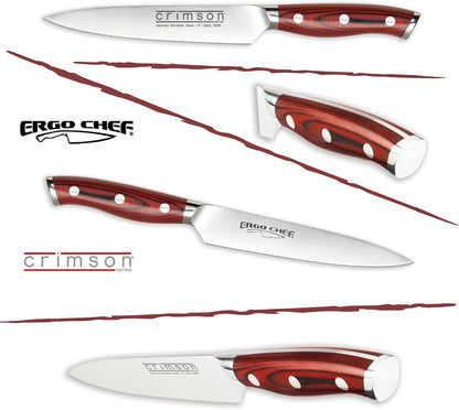 Crimson Series 8-Inch Serrated Offset Bread & Deli Knife - High-Carbon German X50CrMoV15 Stainless Steel Blade - Durable G10 Fiberglass Handle