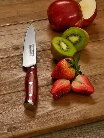 Crimson Series 8-Inch Serrated Offset Bread & Deli Knife - High-Carbon German X50CrMoV15 Stainless Steel Blade - Durable G10 Fiberglass Handle