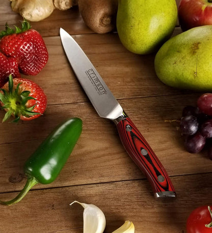 Crimson Series 8-Inch Serrated Offset Bread & Deli Knife - High-Carbon German X50CrMoV15 Stainless Steel Blade - Durable G10 Fiberglass Handle