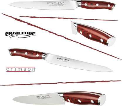 Crimson Series 8-Inch Serrated Offset Bread & Deli Knife - High-Carbon German X50CrMoV15 Stainless Steel Blade - Durable G10 Fiberglass Handle