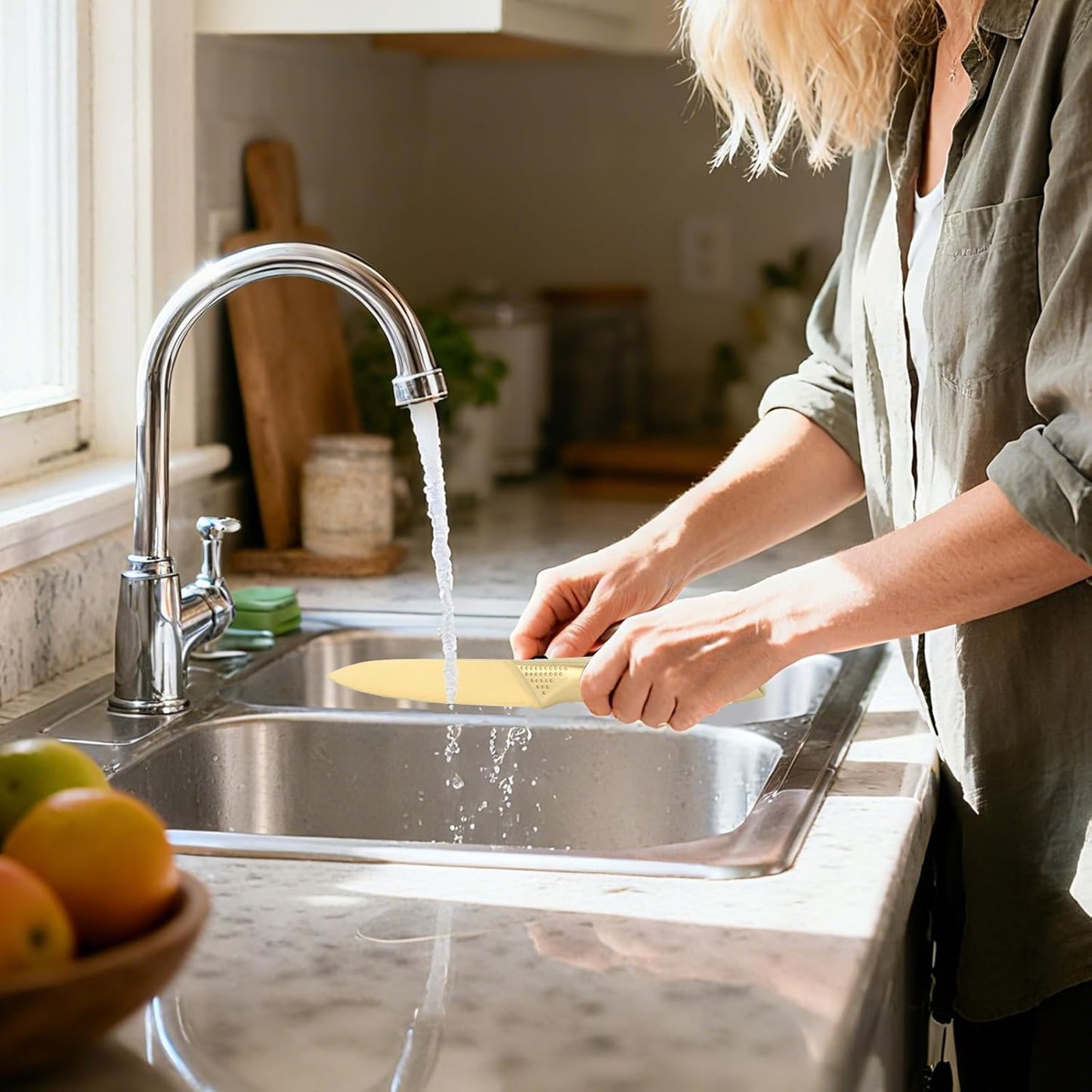 Utility Knife 5Inch, Sharp Stainless Steel Fruit & Veggie Knife Ergonomic Non-Slip Handle - Perfect for Peeling, Slicing & Precision Kitchen Prep,Gold
