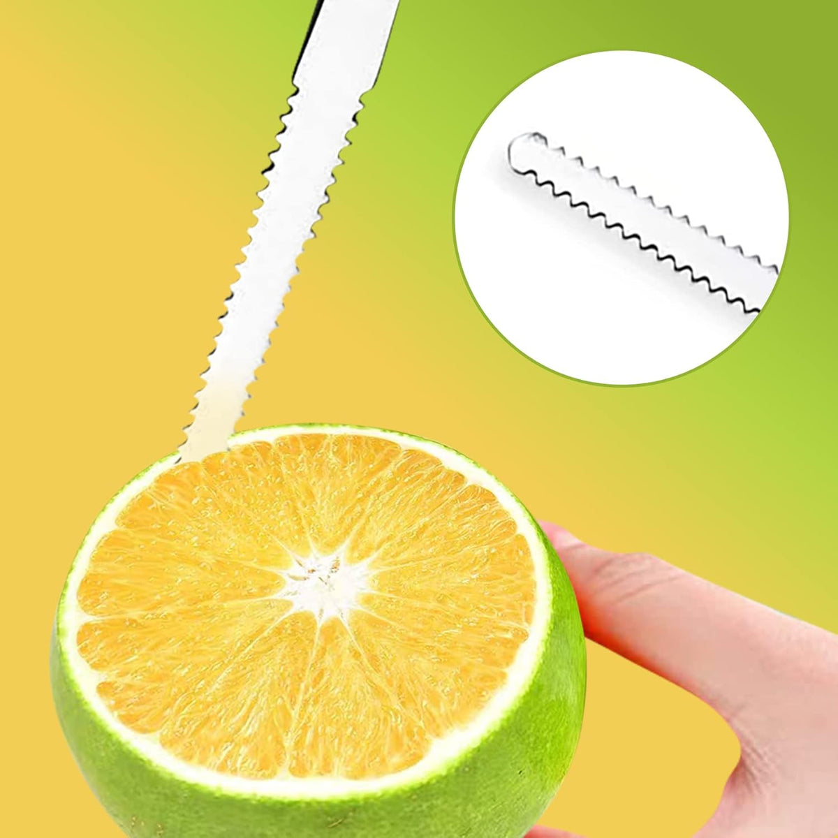 Nunnik Grapefruit Spoons Grapefruit Knife 6 Piece Stainless Steel Grapefruit Utensil Set Grapfruit knife Serrated Spoon Silver Fruit Knife Set Kitchen Gadgets for Grape Kiwi Lemon Desserts