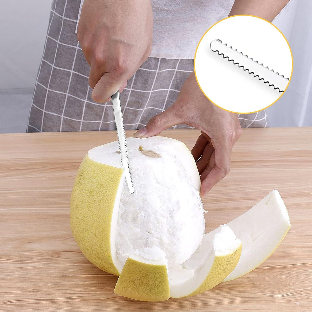 Nunnik Grapefruit Spoons Grapefruit Knife 6 Piece Stainless Steel Grapefruit Utensil Set Grapfruit knife Serrated Spoon Silver Fruit Knife Set Kitchen Gadgets for Grape Kiwi Lemon Desserts