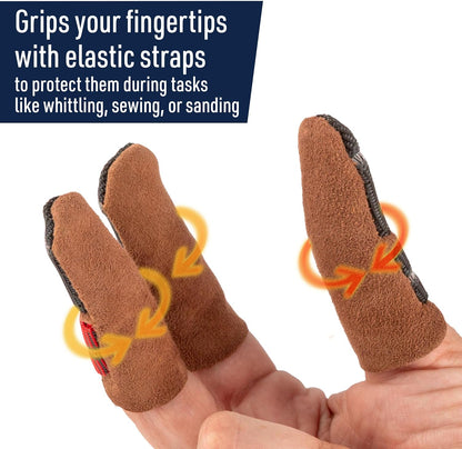 Leather Finger Cots Small 3-Pack - Thumb Thimble Finger Protectors for Sewing, Embroidery, Needlework, Felting, Knitting or Whittling - Sewing Supplies or Woodworking Tools