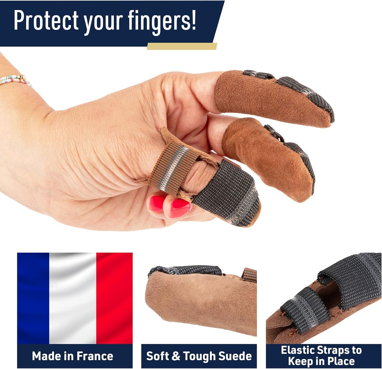 Leather Finger Cots Small 3-Pack - Thumb Thimble Finger Protectors for Sewing, Embroidery, Needlework, Felting, Knitting or Whittling - Sewing Supplies or Woodworking Tools