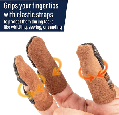 Leather Finger Cots Small 3-Pack - Thumb Thimble Finger Protectors for Sewing, Embroidery, Needlework, Felting, Knitting or Whittling - Sewing Supplies or Woodworking Tools