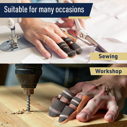 Leather Finger Cots Small 3-Pack - Thumb Thimble Finger Protectors for Sewing, Embroidery, Needlework, Felting, Knitting or Whittling - Sewing Supplies or Woodworking Tools