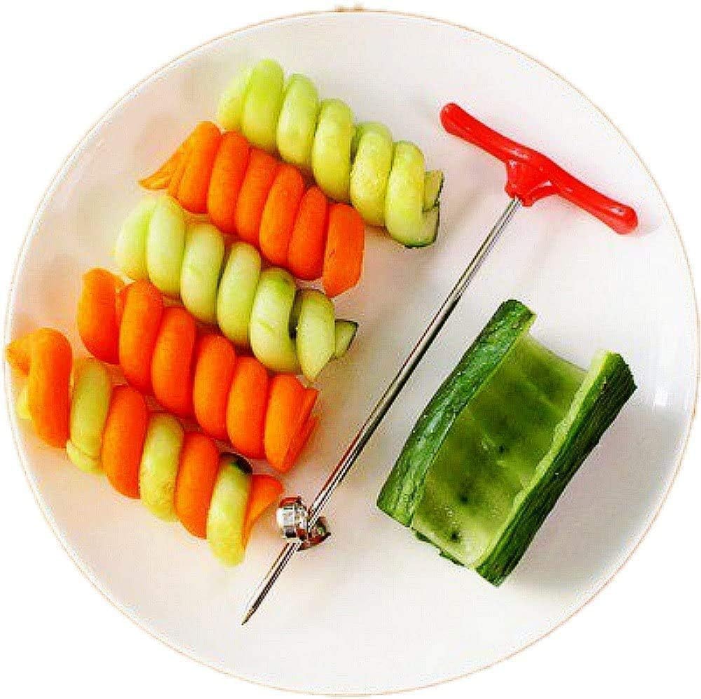 Stainless Steel Fruit Spiral Knife Spiral Knife Vegetable Coiler Scroller Stainless Steel Magic Scroller Creative Model Cucumber Knife Fruit and Vegetable Spiral Twist Home and Kitchen
