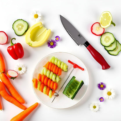 Stainless Steel Fruit Spiral Knife Spiral Knife Vegetable Coiler Scroller Stainless Steel Magic Scroller Creative Model Cucumber Knife Fruit and Vegetable Spiral Twist Home and Kitchen