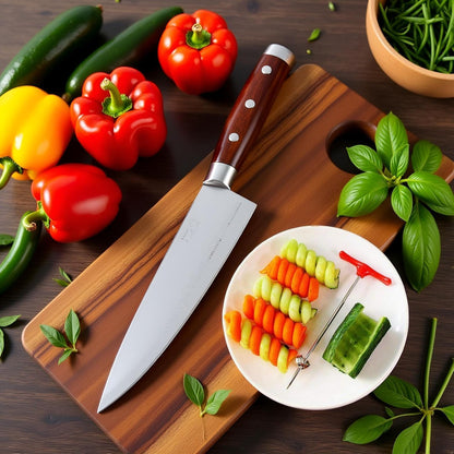 Stainless Steel Fruit Spiral Knife Spiral Knife Vegetable Coiler Scroller Stainless Steel Magic Scroller Creative Model Cucumber Knife Fruit and Vegetable Spiral Twist Home and Kitchen