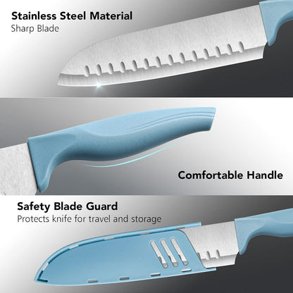 7 Inch Chef's Knive Sets Paring knives Japanese Chefs Knife Fruit and Vegetable Knife Stainless Steel Kitchen Utility Knives with Blade Guards(1 Pcs)