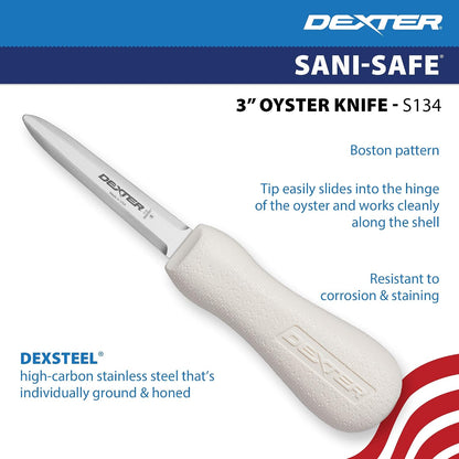 3" Boston-Style Oyster Knife | S134PCP, High Carbon, High Alloy Stain-Free DEXSTEEL Blade | Sani-Safe Polypropylene Handle | NSF Certified | Made in USA