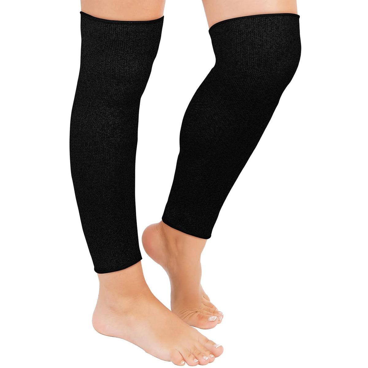 Cut Resistant Leg Sleeves Bite-Proof Protective Leg Sleeves for Welding, Lawn Mowing Guard Safety (Black, Straight Style)