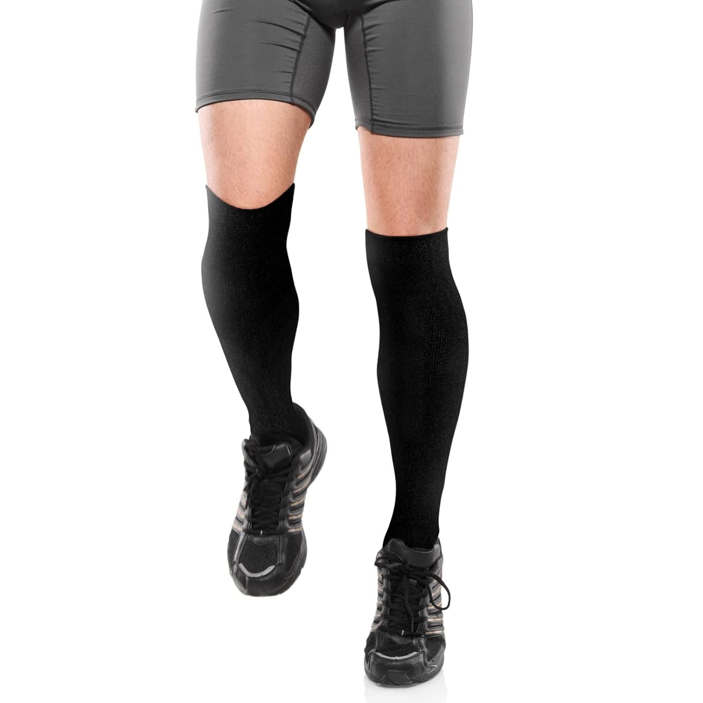 Cut Resistant Leg Sleeves Bite-Proof Protective Leg Sleeves for Welding, Lawn Mowing Guard Safety (Black, Straight Style)
