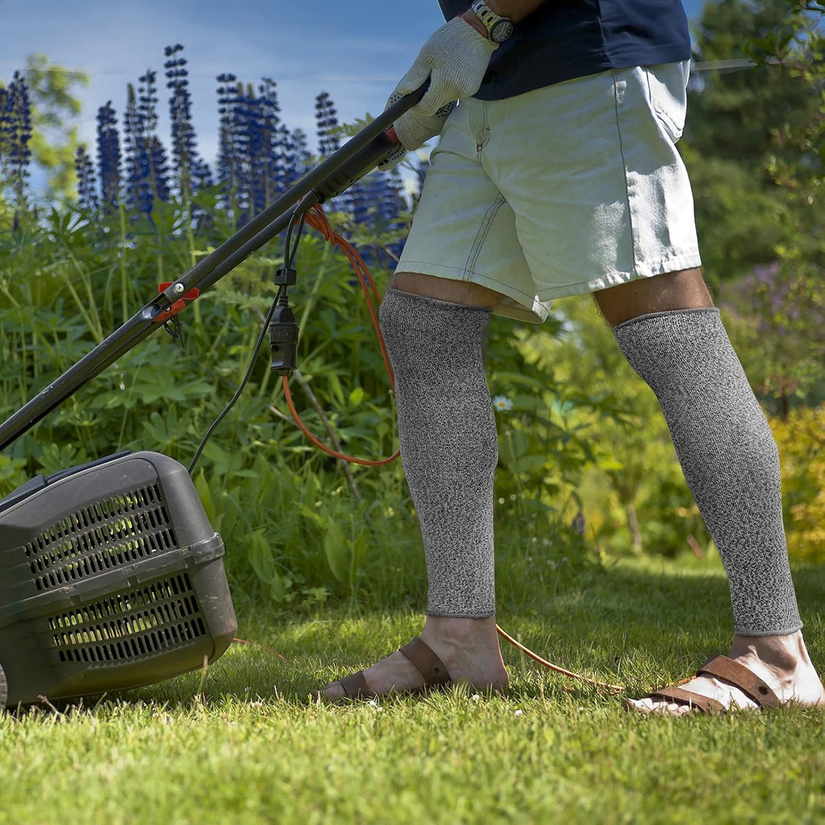 Cut Resistant Leg Sleeves Bite-Proof Protective Leg Sleeves for Welding, Lawn Mowing Guard Safety (Black, Straight Style)