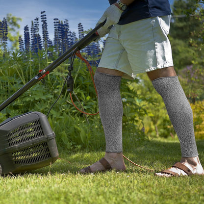 Cut Resistant Leg Sleeves Bite-Proof Protective Leg Sleeves for Welding, Lawn Mowing Guard Safety (Black, Straight Style)