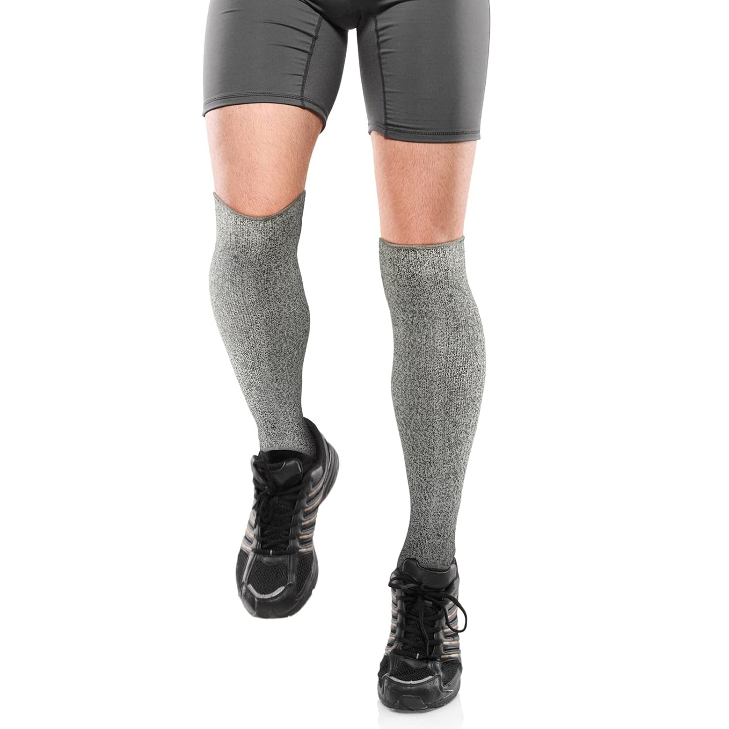 Cut Resistant Leg Sleeves Bite-Proof Protective Leg Sleeves for Welding, Lawn Mowing Guard Safety (Black, Straight Style)