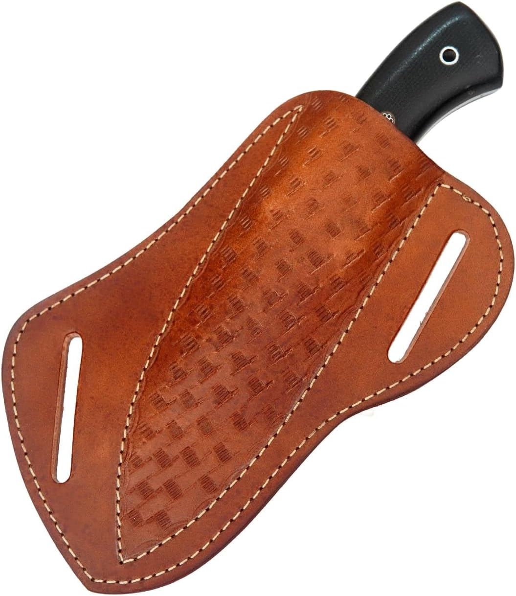Handmade Leather Knife Sheath for Fixed Blade Knives, Pancake Sheath with Horizontal Carry Sheath for Hunting and Outdoor Use, Fits 4–6 Inch Blades