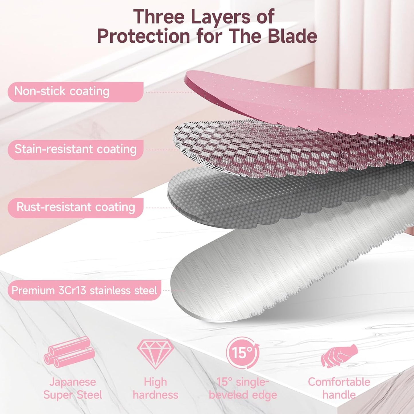 Upgrade Bread Knife for Homemade Bread, World‘s 1st Double Serrated Knife for Crusty Sourdough, 11.6 Inch Stainless Steel Bread Slicer, Professional Sourdough Cutter, Ideal for Gift, Pink