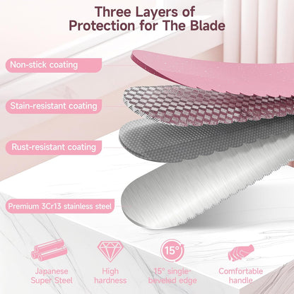 Upgrade Bread Knife for Homemade Bread, World‘s 1st Double Serrated Knife for Crusty Sourdough, 11.6 Inch Stainless Steel Bread Slicer, Professional Sourdough Cutter, Ideal for Gift, Pink