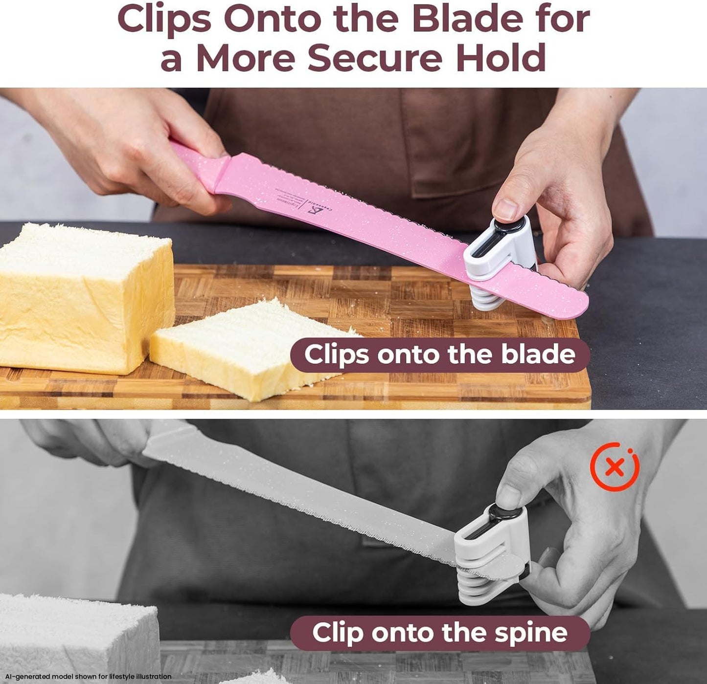 Upgrade Bread Knife for Homemade Bread, World‘s 1st Double Serrated Knife for Crusty Sourdough, 11.6 Inch Stainless Steel Bread Slicer, Professional Sourdough Cutter, Ideal for Gift, Pink