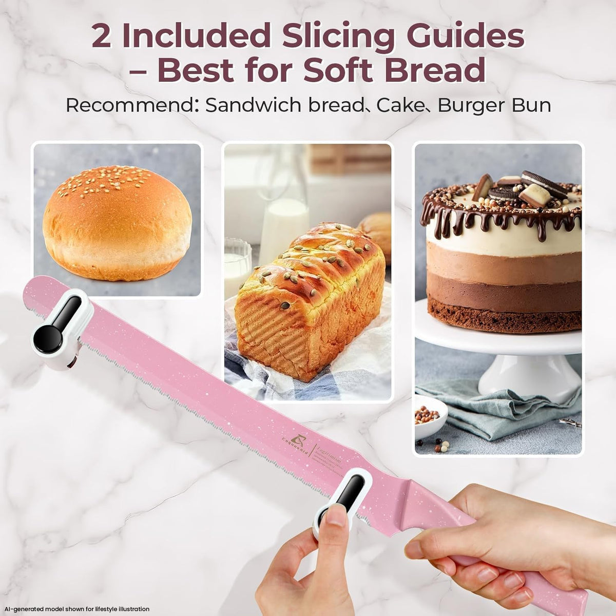 Upgrade Bread Knife for Homemade Bread, World‘s 1st Double Serrated Knife for Crusty Sourdough, 11.6 Inch Stainless Steel Bread Slicer, Professional Sourdough Cutter, Ideal for Gift, Pink