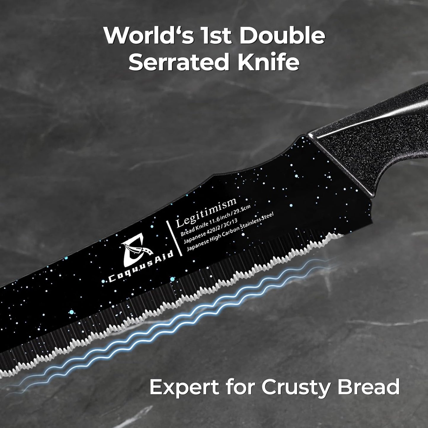 Upgrade Bread Knife for Homemade Bread, World‘s 1st Double Serrated Knife for Crusty Sourdough, 11.6 Inch Stainless Steel Bread Slicer, Professional Sourdough Cutter, Ideal for Gift, Pink