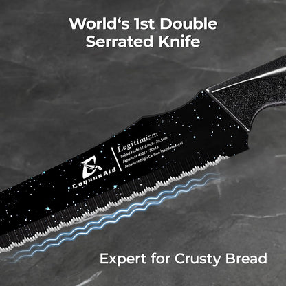 Upgrade Bread Knife for Homemade Bread, World‘s 1st Double Serrated Knife for Crusty Sourdough, 11.6 Inch Stainless Steel Bread Slicer, Professional Sourdough Cutter, Ideal for Gift, Pink