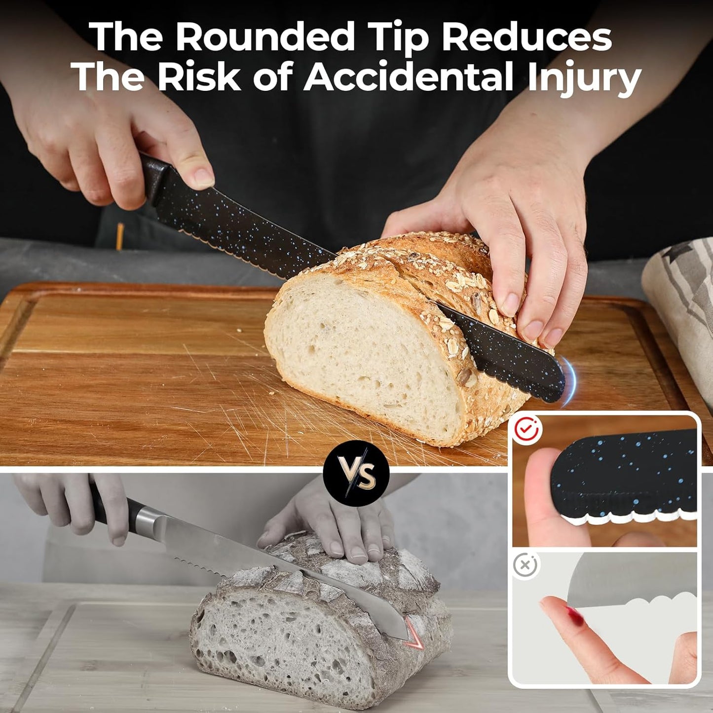 Upgrade Bread Knife for Homemade Bread, World‘s 1st Double Serrated Knife for Crusty Sourdough, 11.6 Inch Stainless Steel Bread Slicer, Professional Sourdough Cutter, Ideal for Gift, Pink