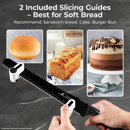Upgrade Bread Knife for Homemade Bread, World‘s 1st Double Serrated Knife for Crusty Sourdough, 11.6 Inch Stainless Steel Bread Slicer, Professional Sourdough Cutter, Ideal for Gift, Pink