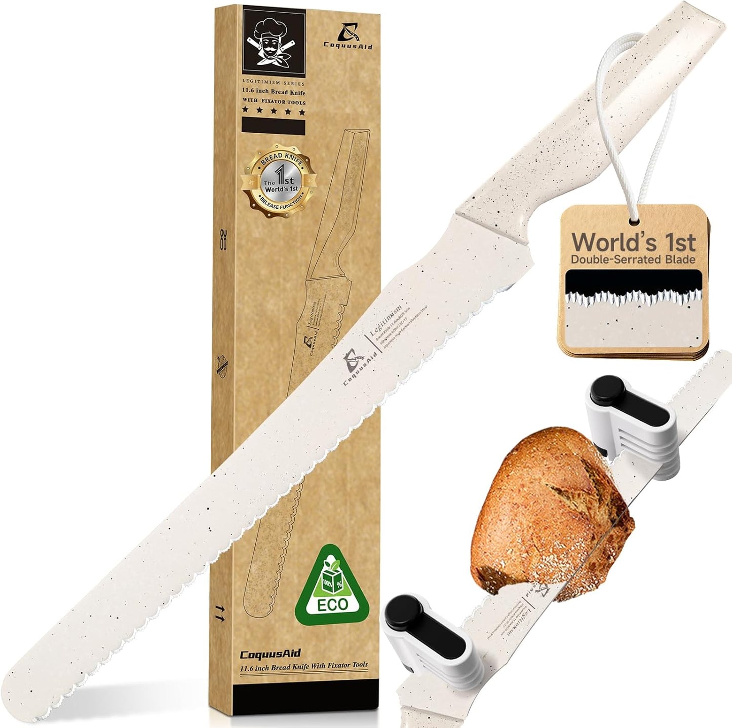 Upgrade Bread Knife for Homemade Bread, World‘s 1st Double Serrated Knife for Crusty Sourdough, 11.6 Inch Stainless Steel Bread Slicer, Professional Sourdough Cutter, Ideal for Gift, Pink
