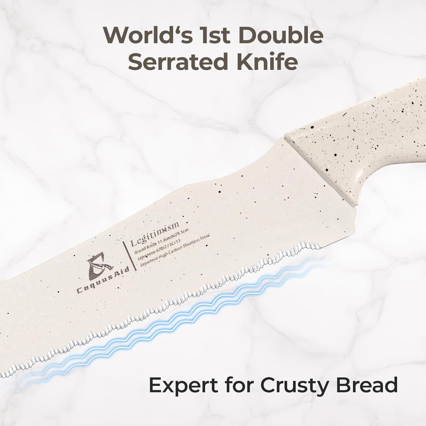 Upgrade Bread Knife for Homemade Bread, World‘s 1st Double Serrated Knife for Crusty Sourdough, 11.6 Inch Stainless Steel Bread Slicer, Professional Sourdough Cutter, Ideal for Gift, Pink
